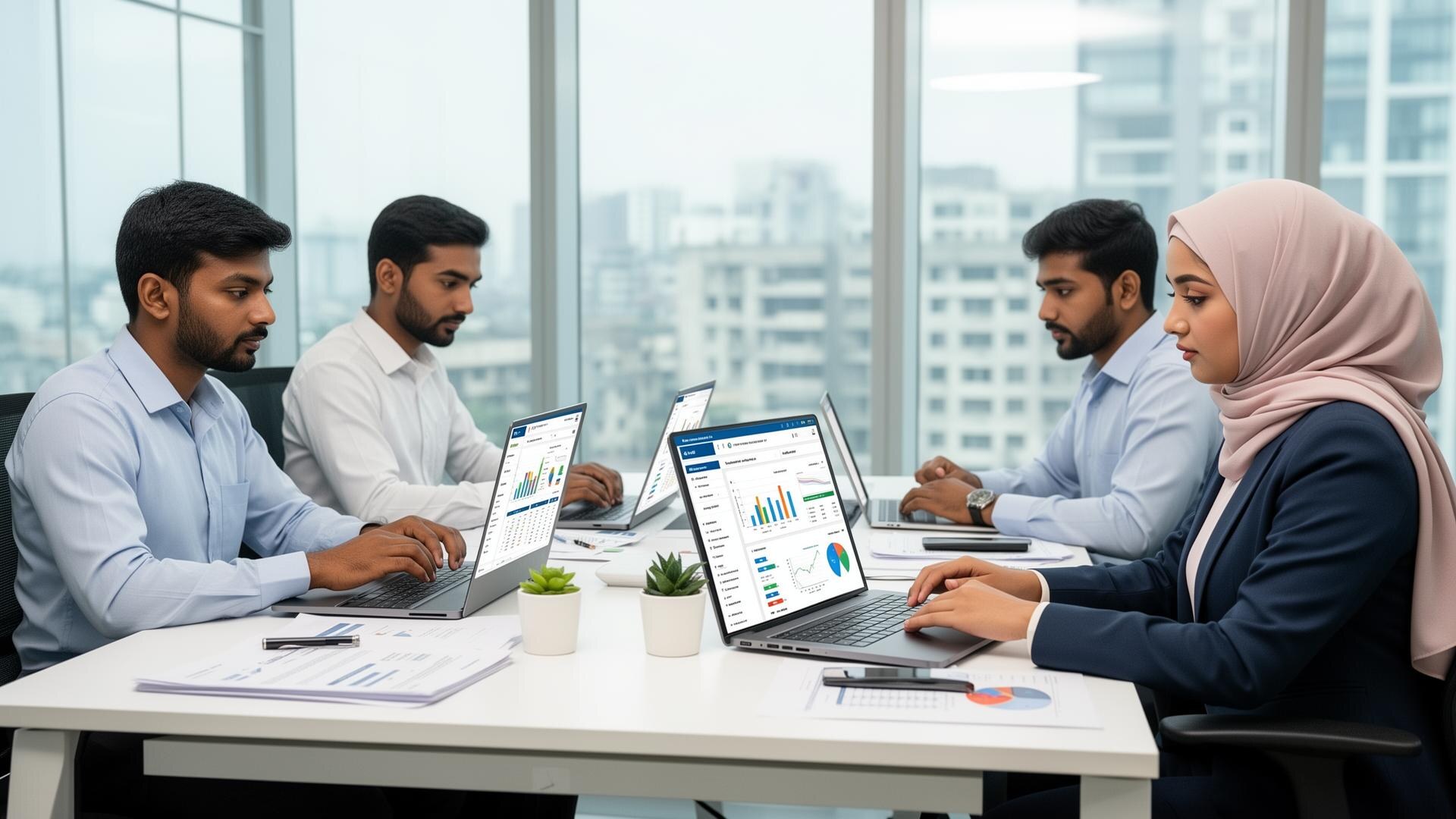 Finance team reviewing dashboard